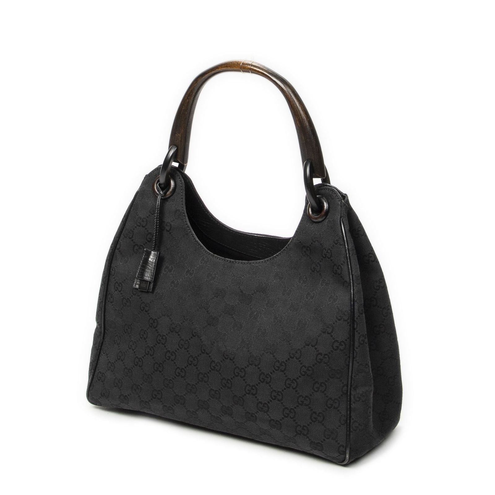 Gucci Wooden Handle Corber Black GG Canvas — view 2