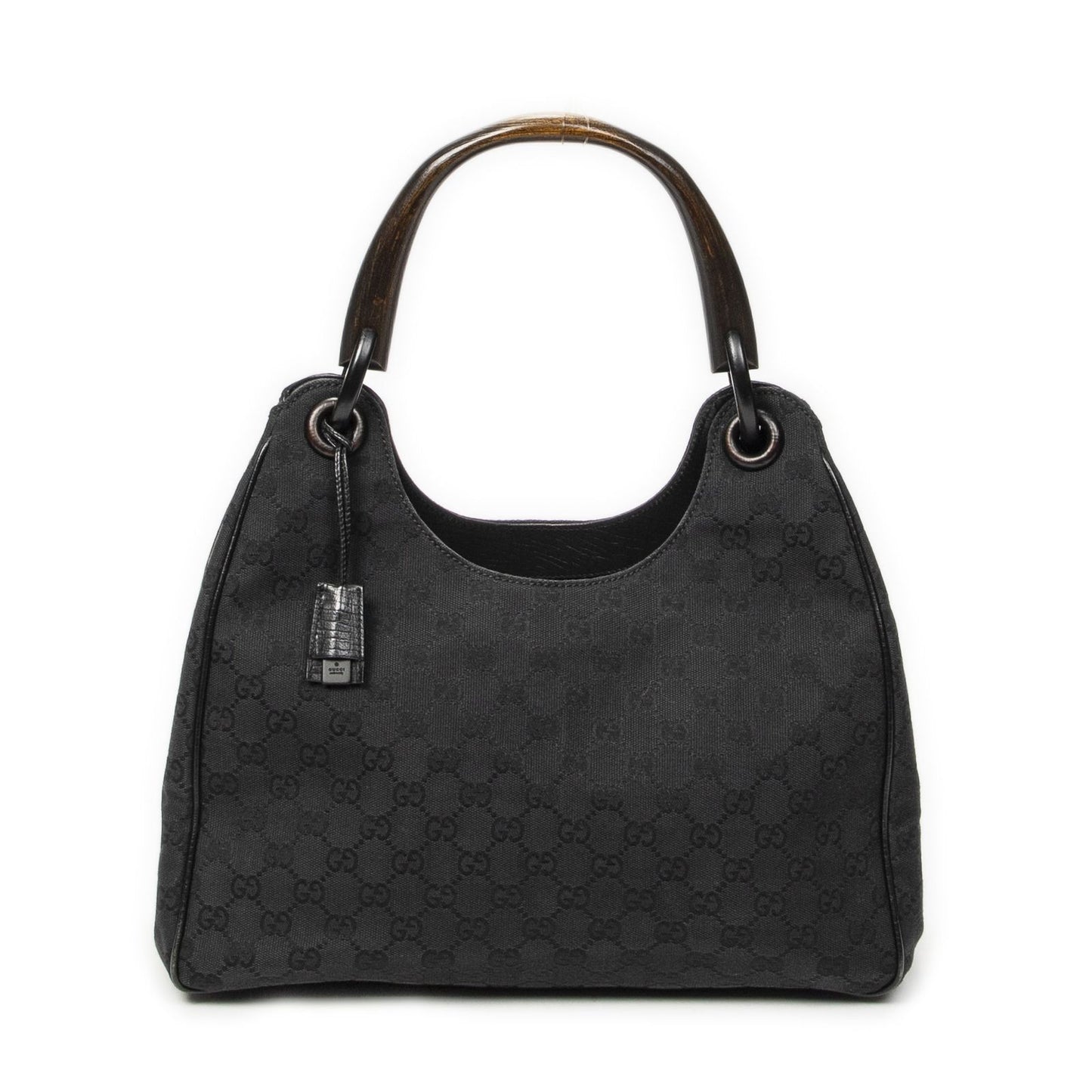 Gucci Wooden Handle Corber Black GG Canvas