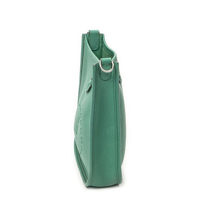 Hermes Evelyne Green Clemence Leather Messenger Bag — view 3
