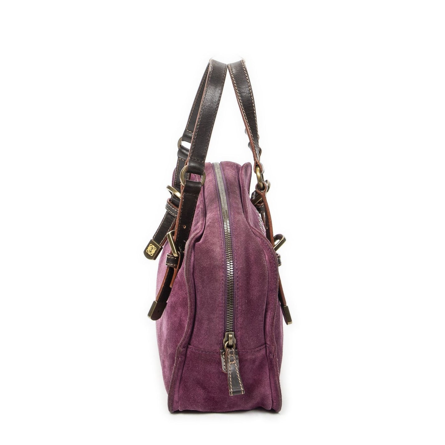 Loewe Studded Amazona Purple Dark Brown Leather Messenger Bag — view 4