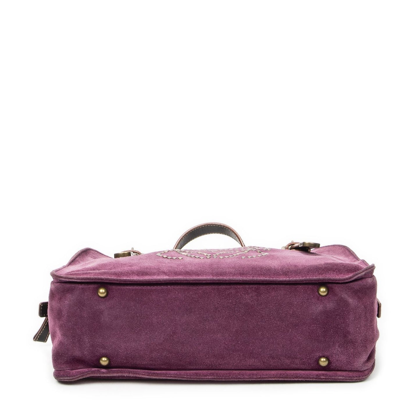 Loewe Studded Amazona Purple Dark Brown Leather Messenger Bag — view 6