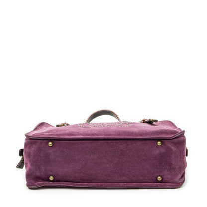 Loewe Studded Amazona Purple Dark Brown Leather Messenger Bag — view 6