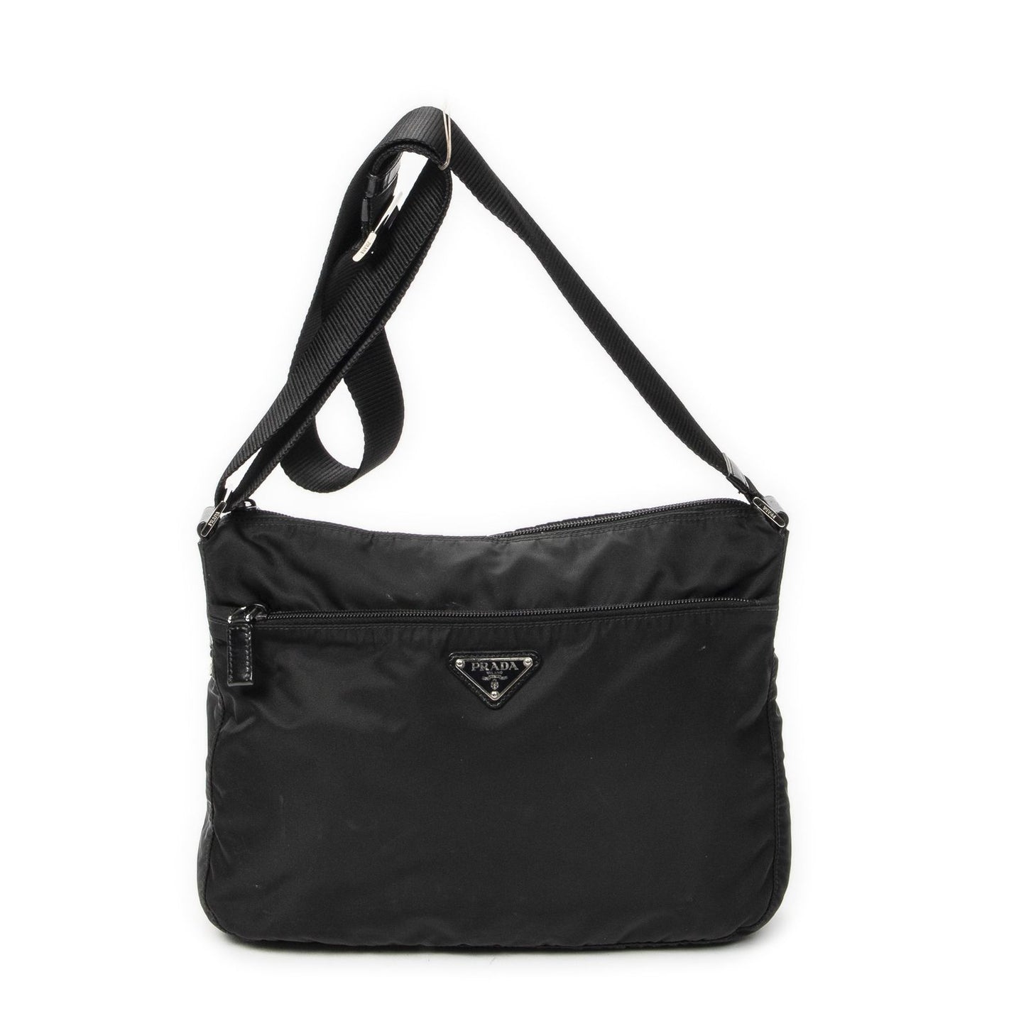 Prada Front Slip Pocket Crossbody Black Nylon Canvas