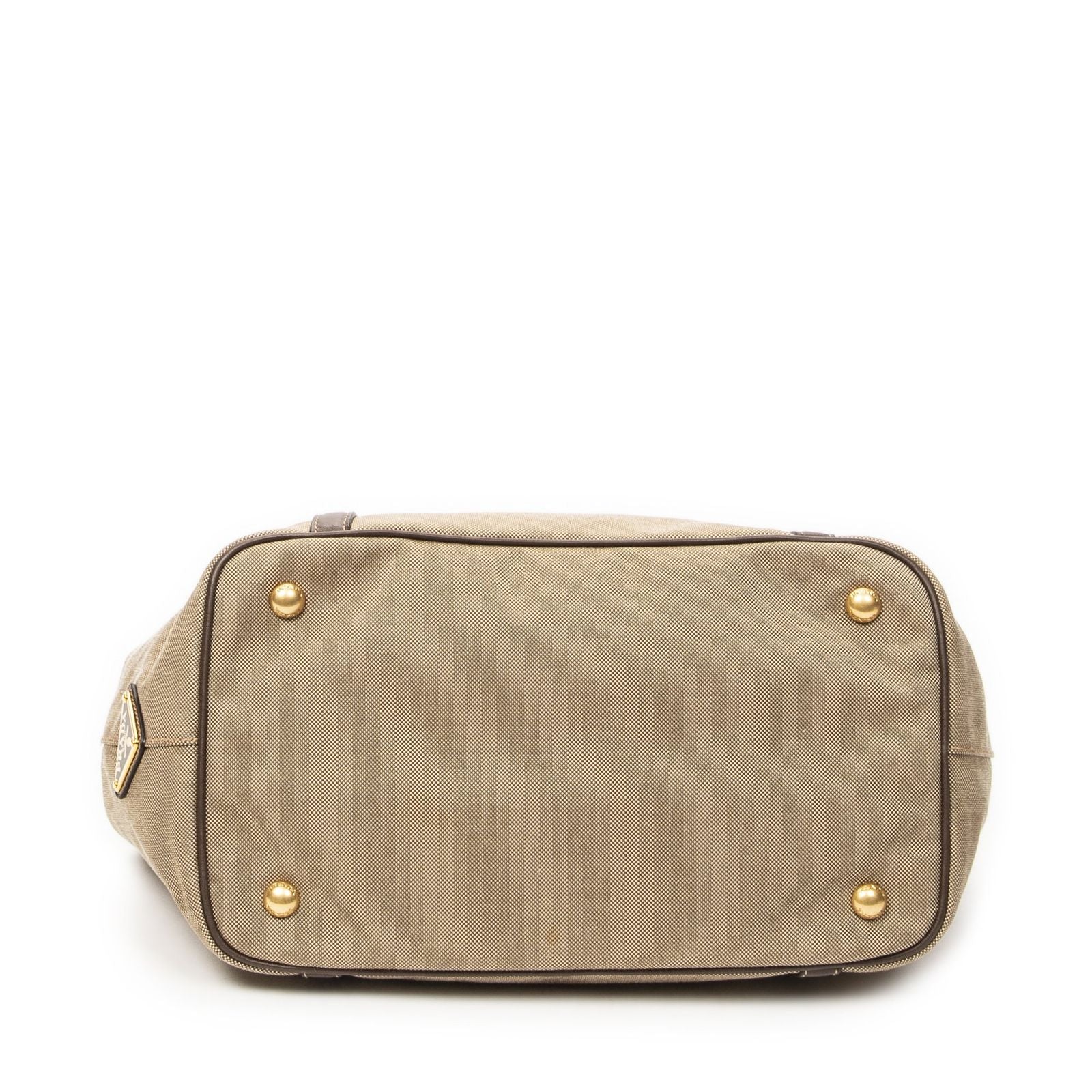 Prada Tote Beige Brown Jaca Dog Canvas — view 6