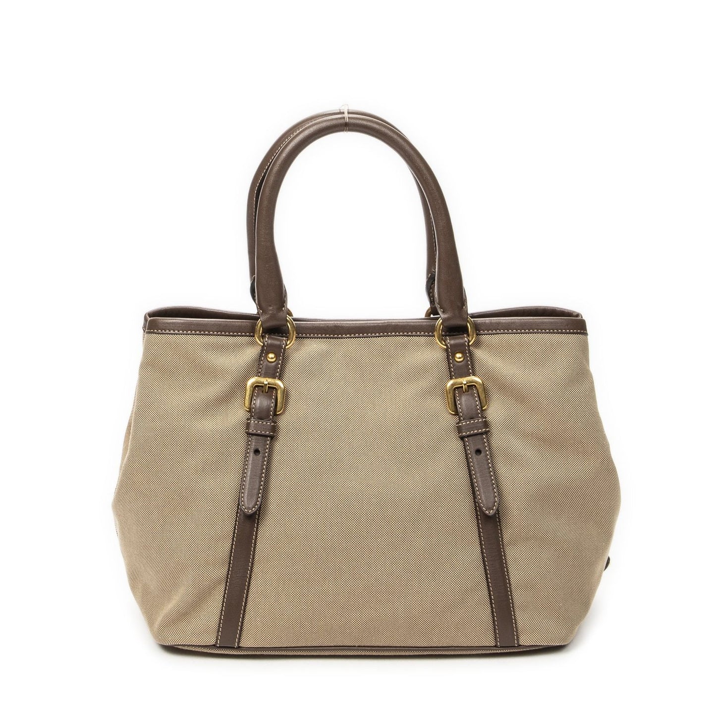 Prada Tote Beige Brown Jaca Dog Canvas — view 5