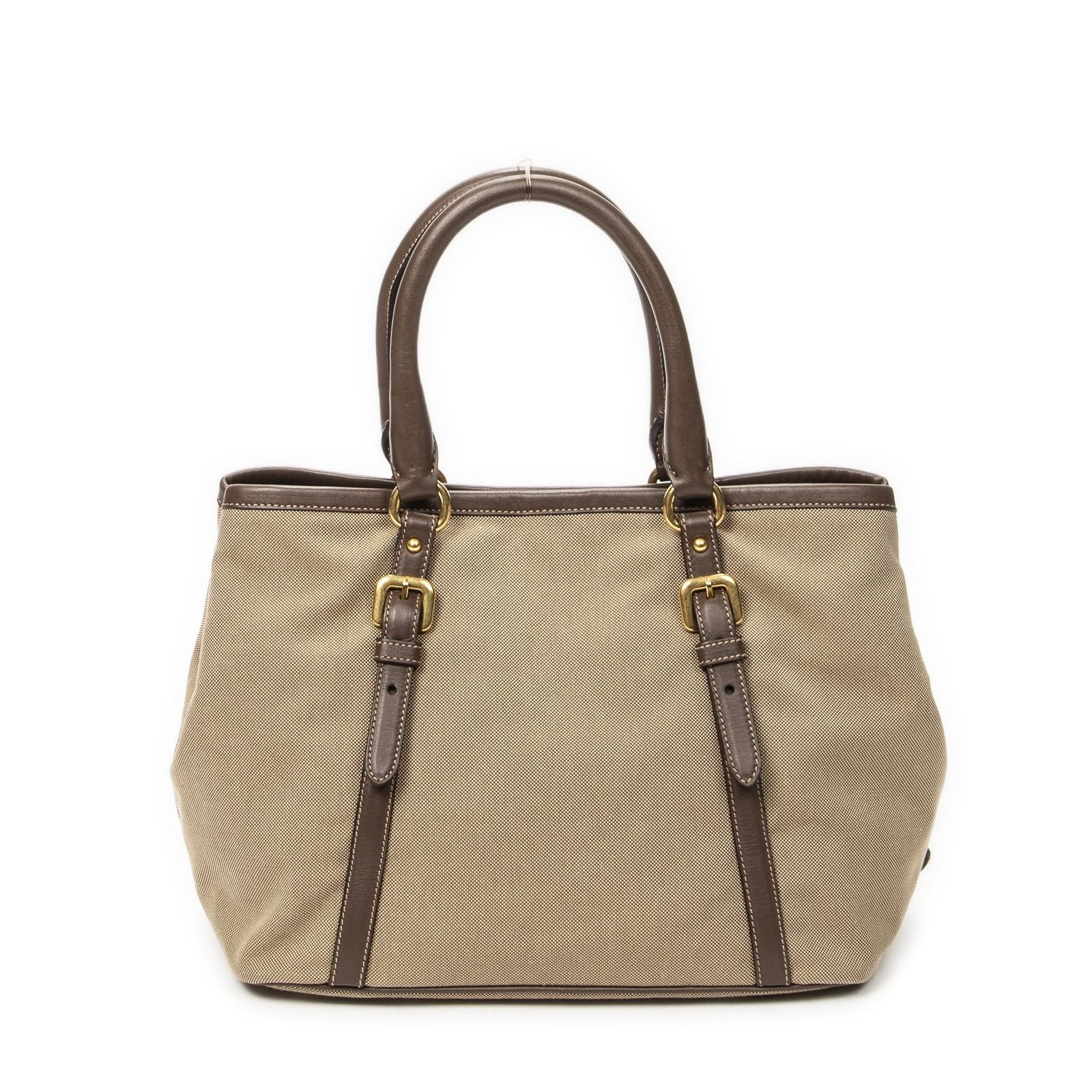 Prada Tote Beige Brown Jaca Dog Canvas — view 5
