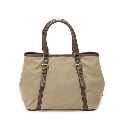 Prada Tote Beige Brown Jaca Dog Canvas — view 5