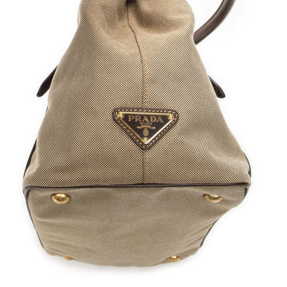 Prada Tote Beige Brown Jaca Dog Canvas — view 7