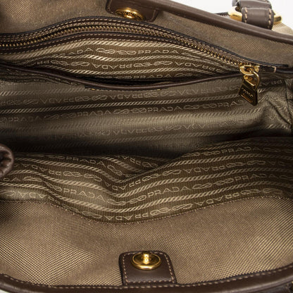 Prada Tote Beige Brown Jaca Dog Canvas — view 9