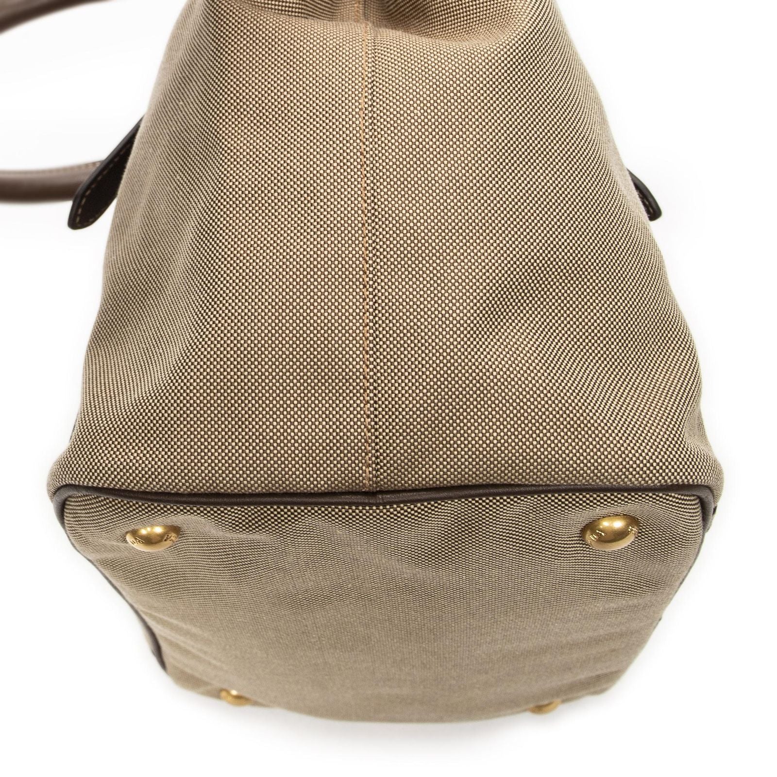 Prada Tote Beige Brown Jaca Dog Canvas — view 8
