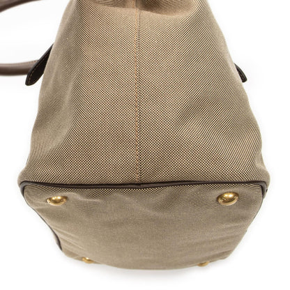 Prada Tote Beige Brown Jaca Dog Canvas — view 8