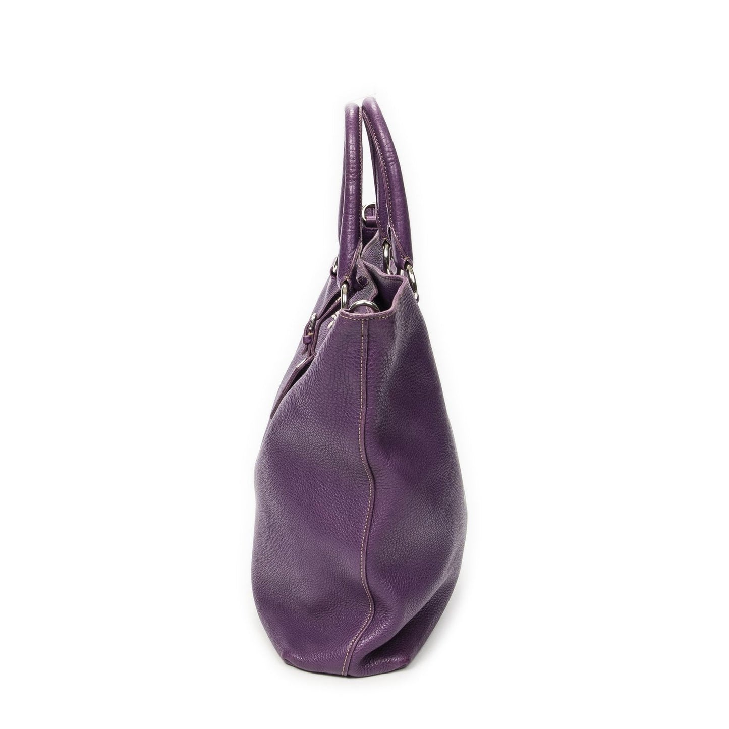Prada Radio Convertible Tote Purple Vitello Phoenix — view 3