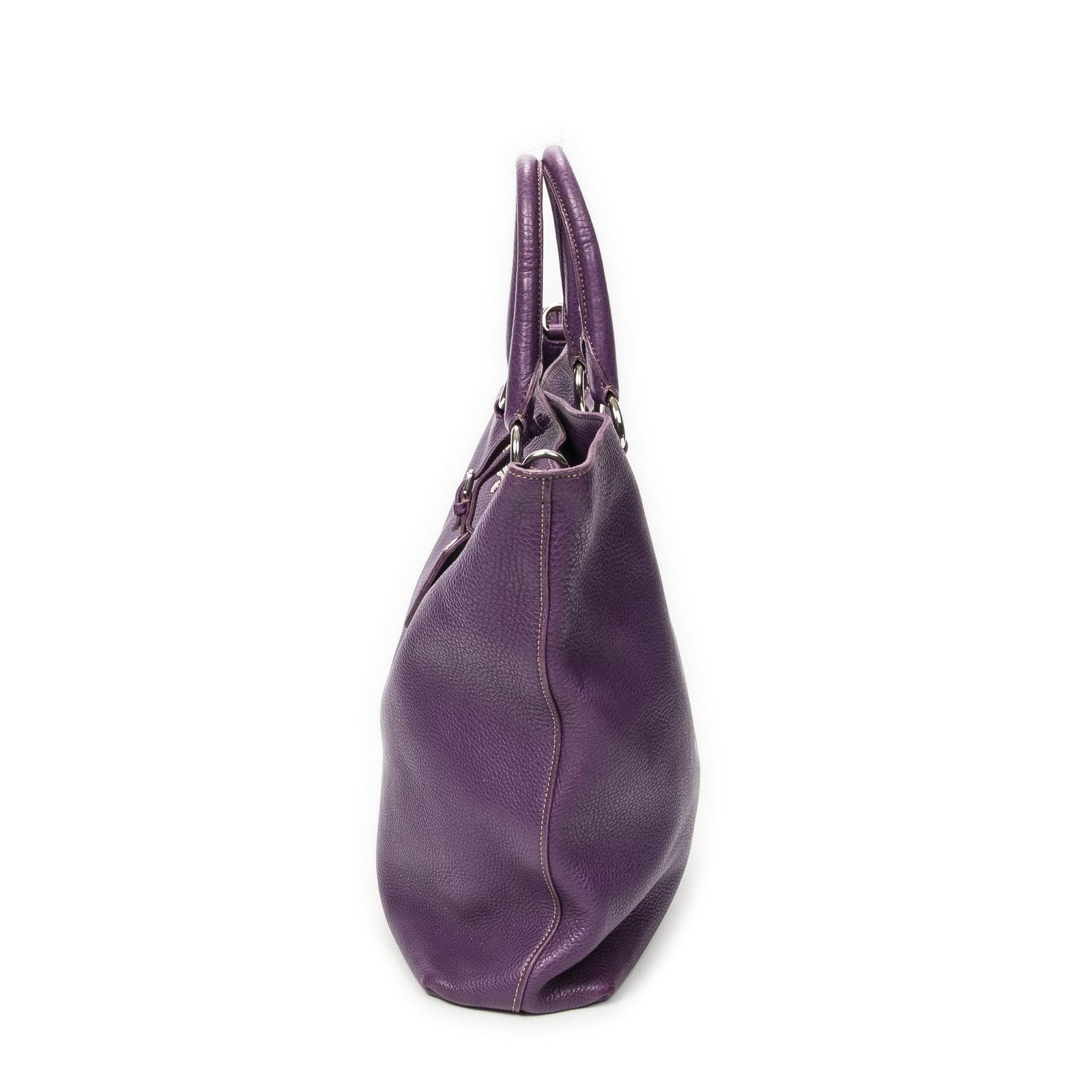 Prada Radio Convertible Tote Purple Vitello Phoenix — view 3