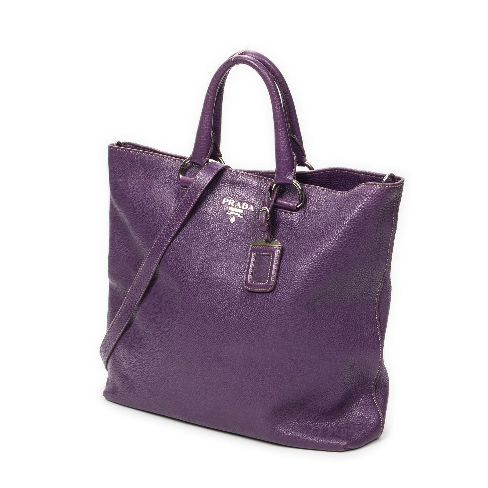 Prada Radio Convertible Tote Purple Vitello Phoenix — view 2