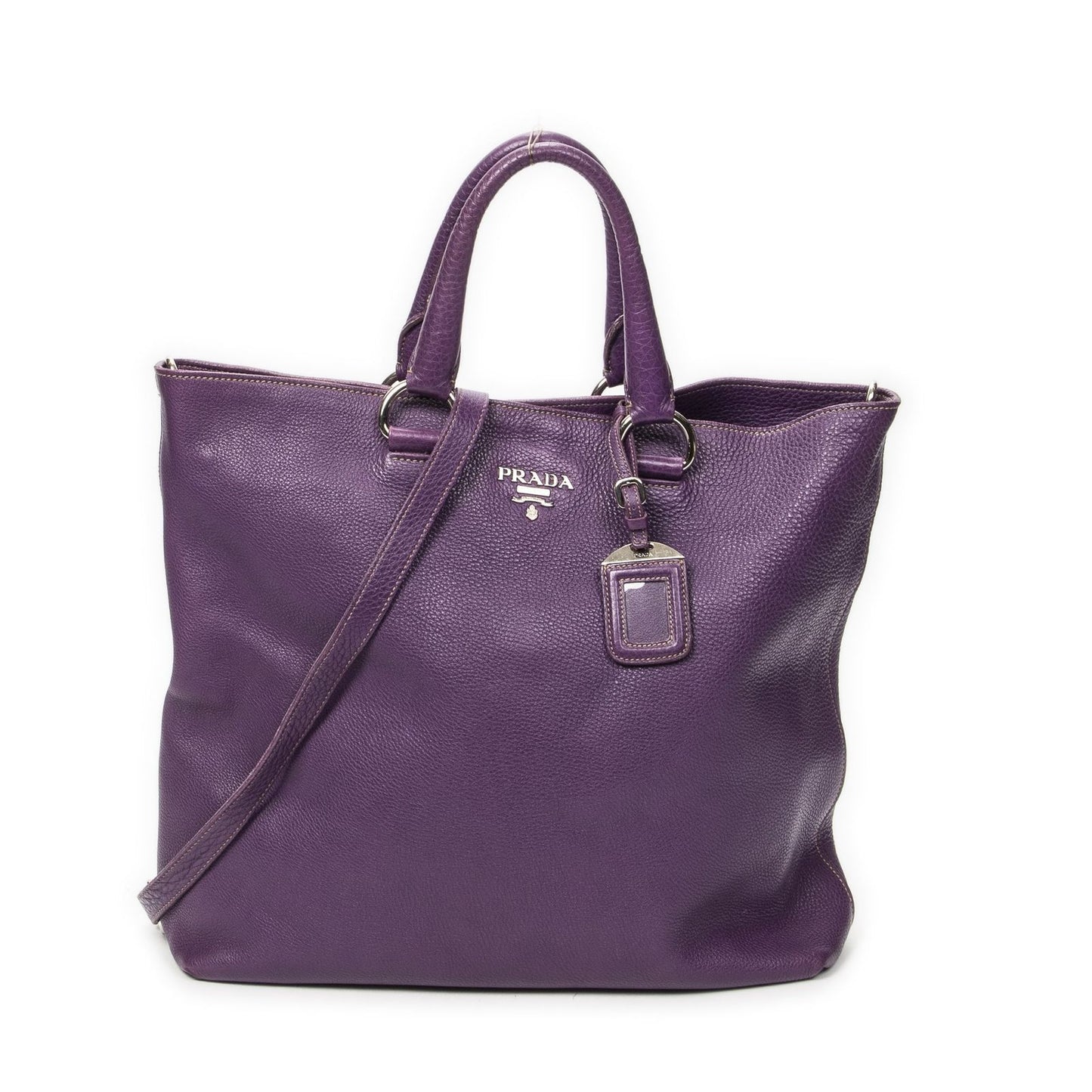 Prada Radio Convertible Tote Purple Vitello Phoenix