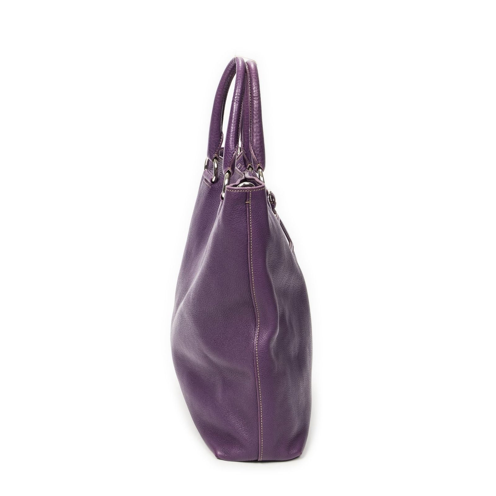 Prada Radio Convertible Tote Purple Vitello Phoenix — view 4
