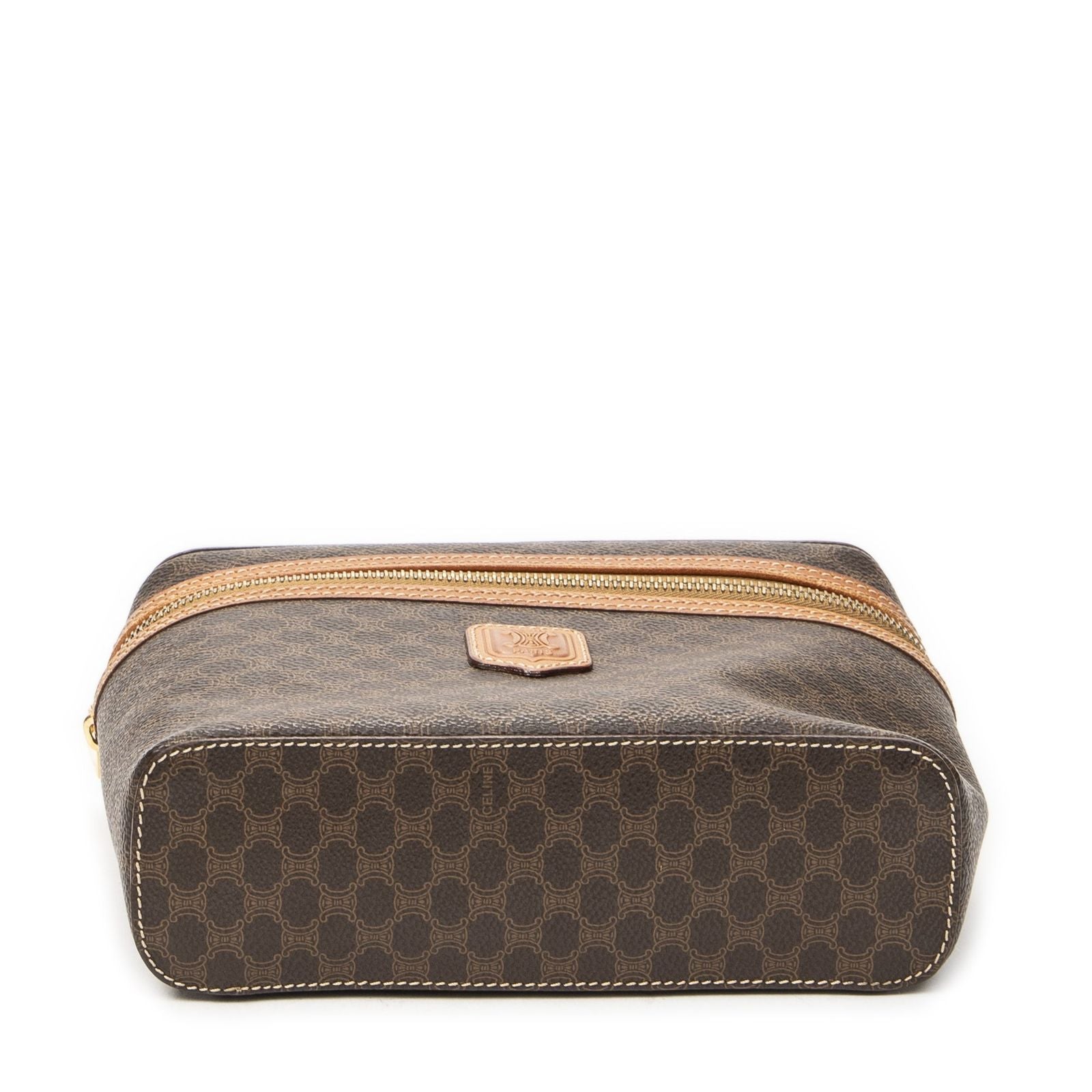 Celine Top Handle Toiletries Pouch Brown Macadam Canvas — view 6