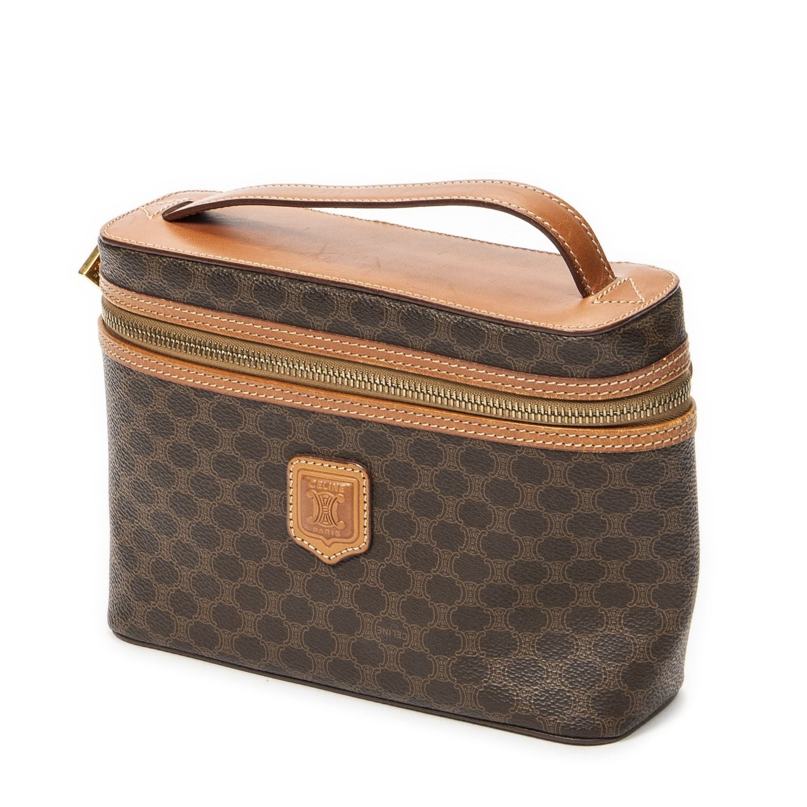 Celine Top Handle Toiletries Pouch Brown Macadam Canvas — view 2
