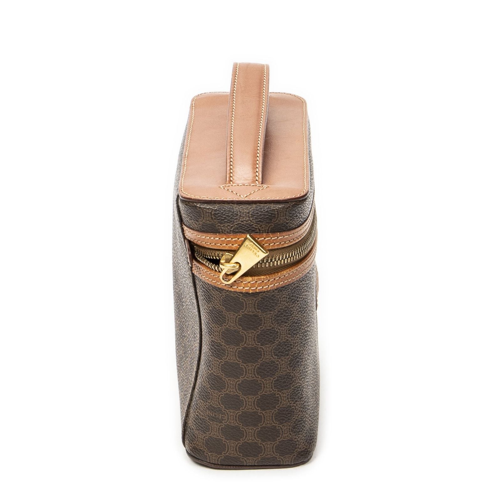 Celine Top Handle Toiletries Pouch Brown Macadam Canvas — view 4