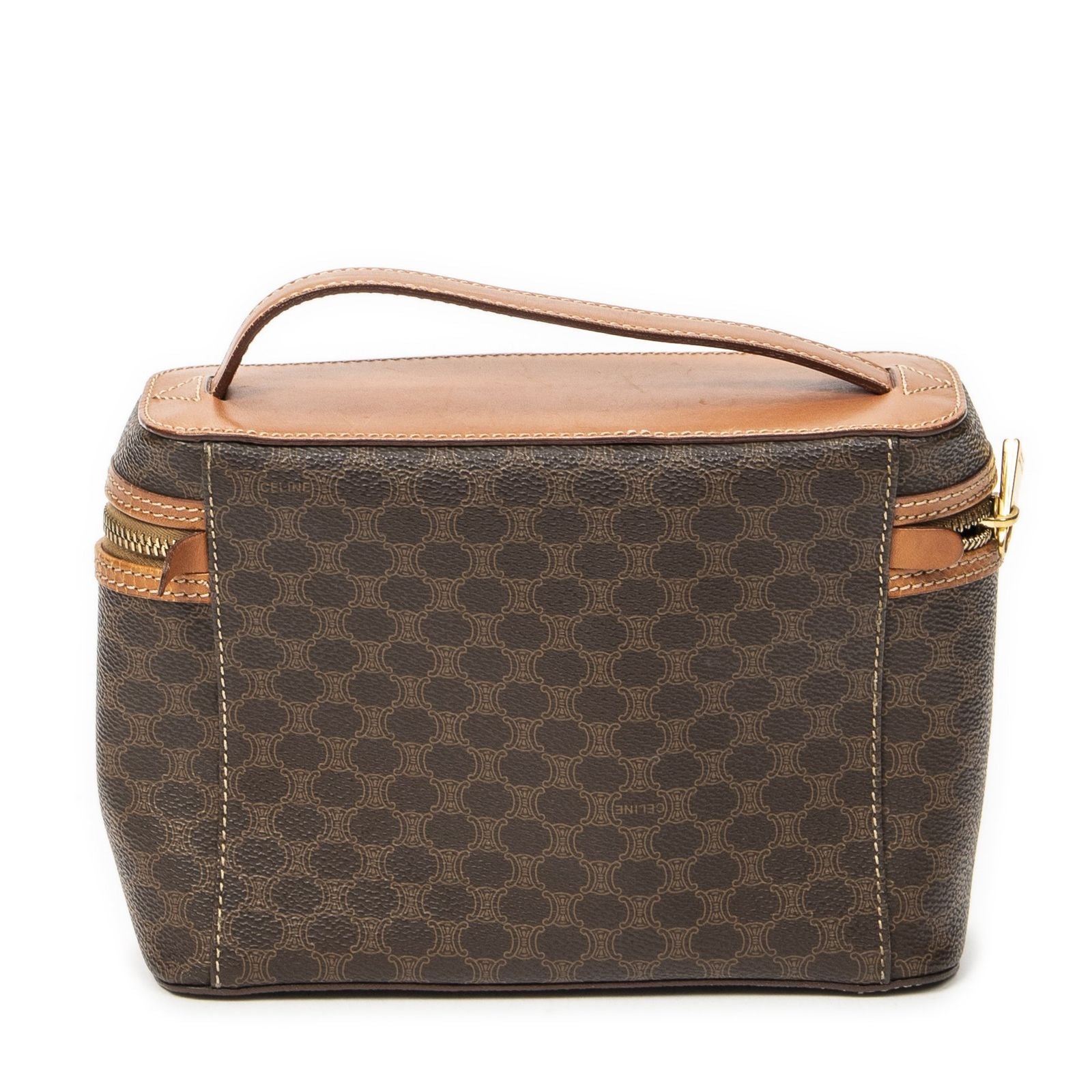 Celine Top Handle Toiletries Pouch Brown Macadam Canvas — view 5