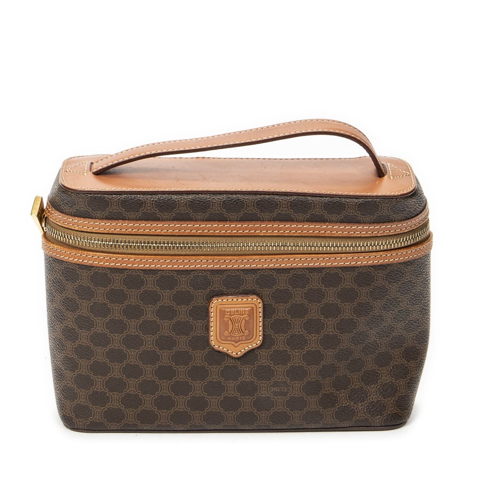 Celine Top Handle Toiletries Pouch Brown Macadam Canvas