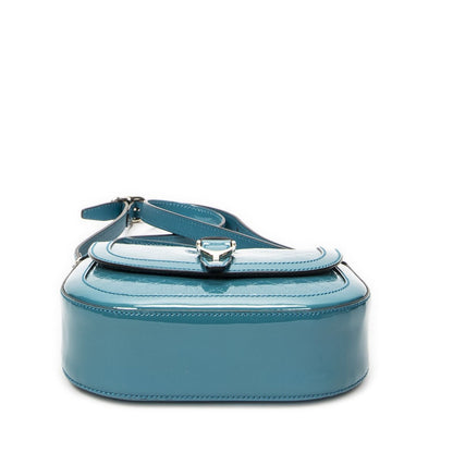 Gucci Small Faux Crossbody Teal Micro Guccissima Patent Leather — view 6