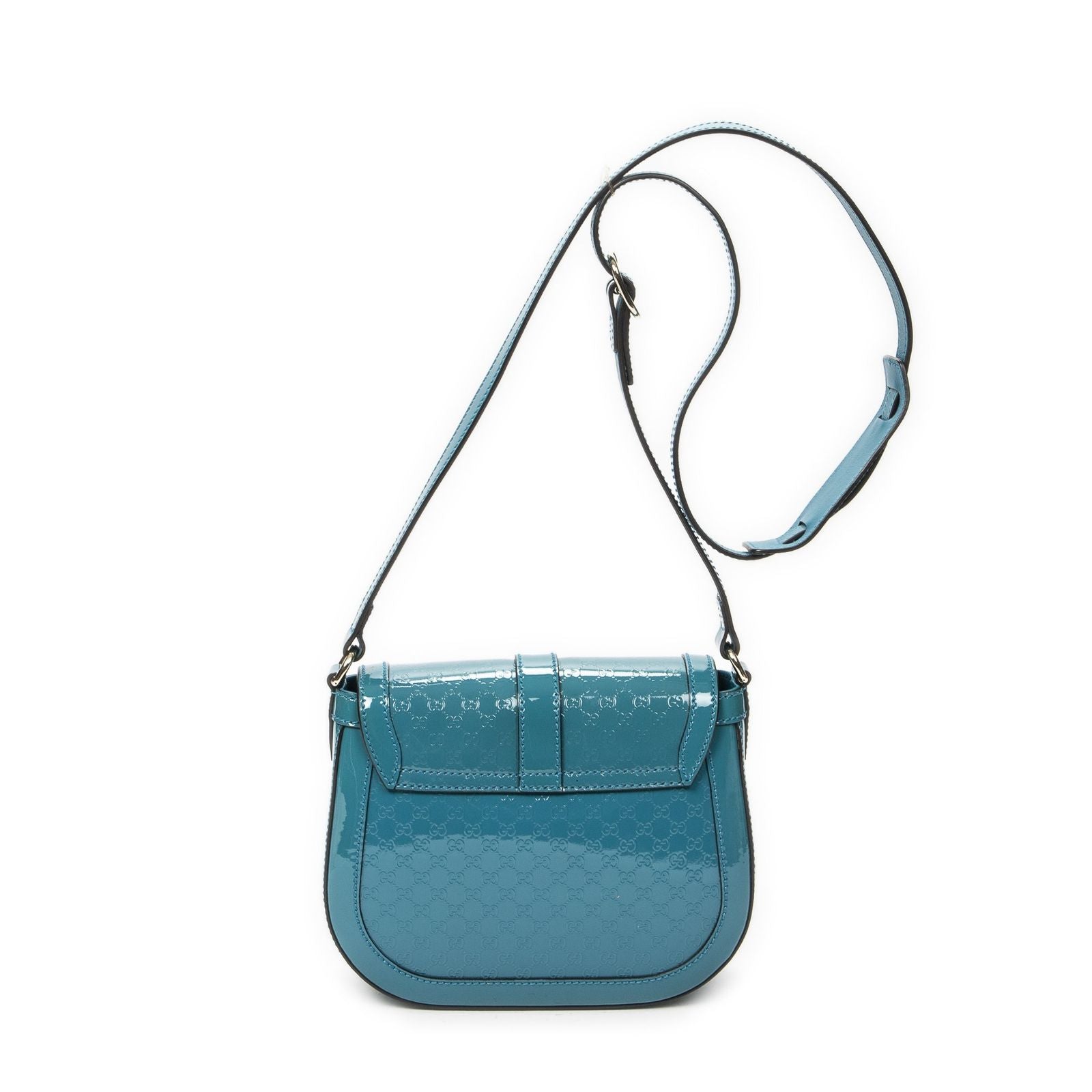 Gucci Small Faux Crossbody Teal Micro Guccissima Patent Leather — view 5