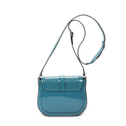 Gucci Small Faux Crossbody Teal Micro Guccissima Patent Leather — view 5