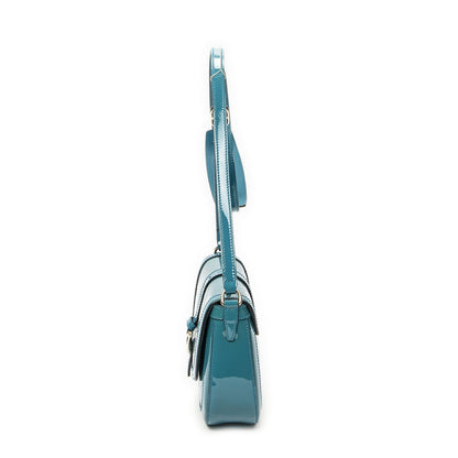 Gucci Small Faux Crossbody Teal Micro Guccissima Patent Leather — view 3