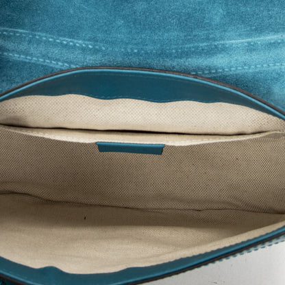 Gucci Small Faux Crossbody Teal Micro Guccissima Patent Leather — view 9