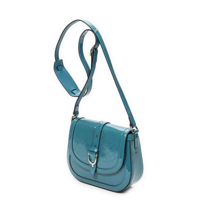 Gucci Small Faux Crossbody Teal Micro Guccissima Patent Leather — view 2