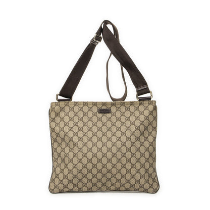 Gucci Large Square Zip Messenger Brown Beige Supreme Canvas