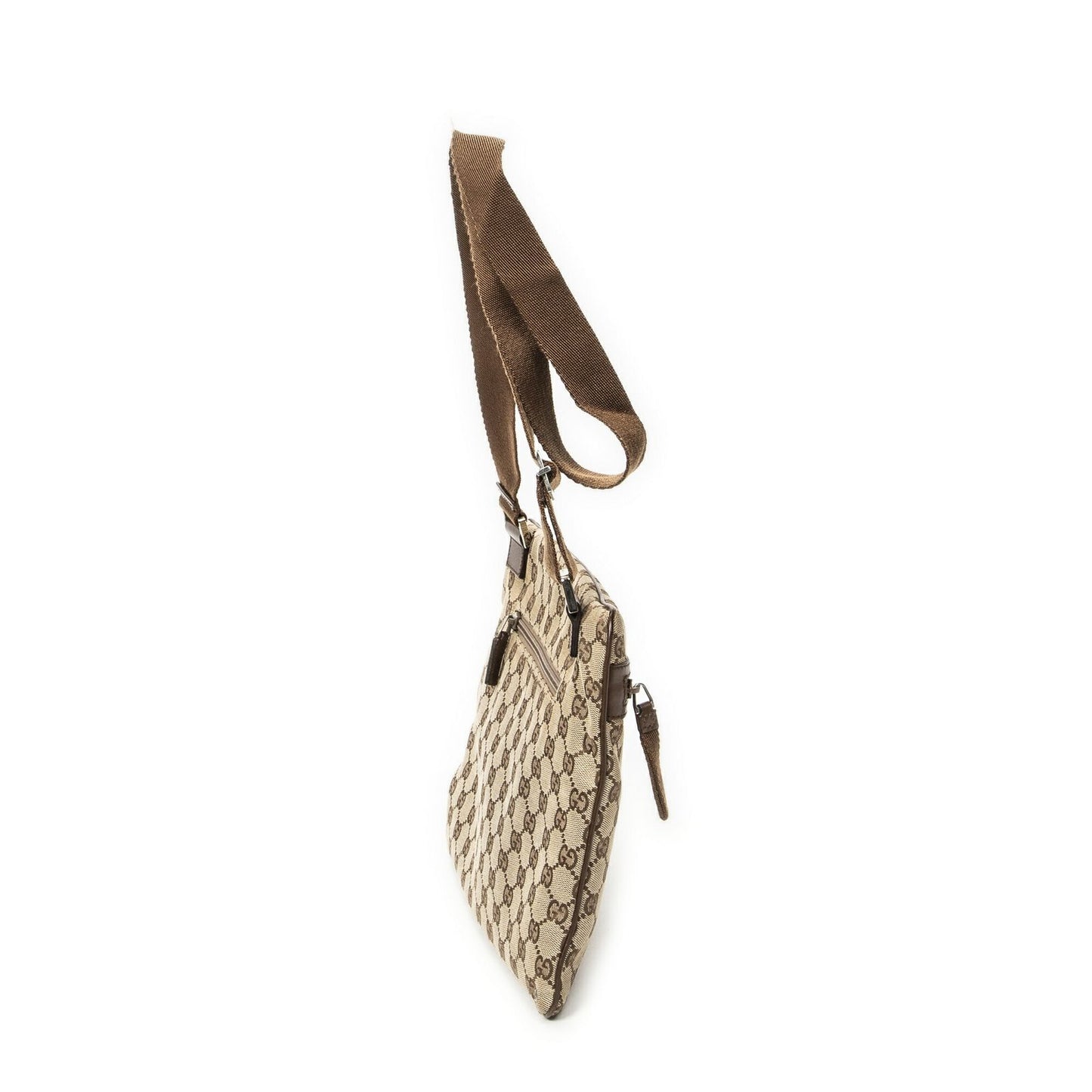 Gucci Front Pocket Flap Crossbody Brown Beige GG Canvas — view 4