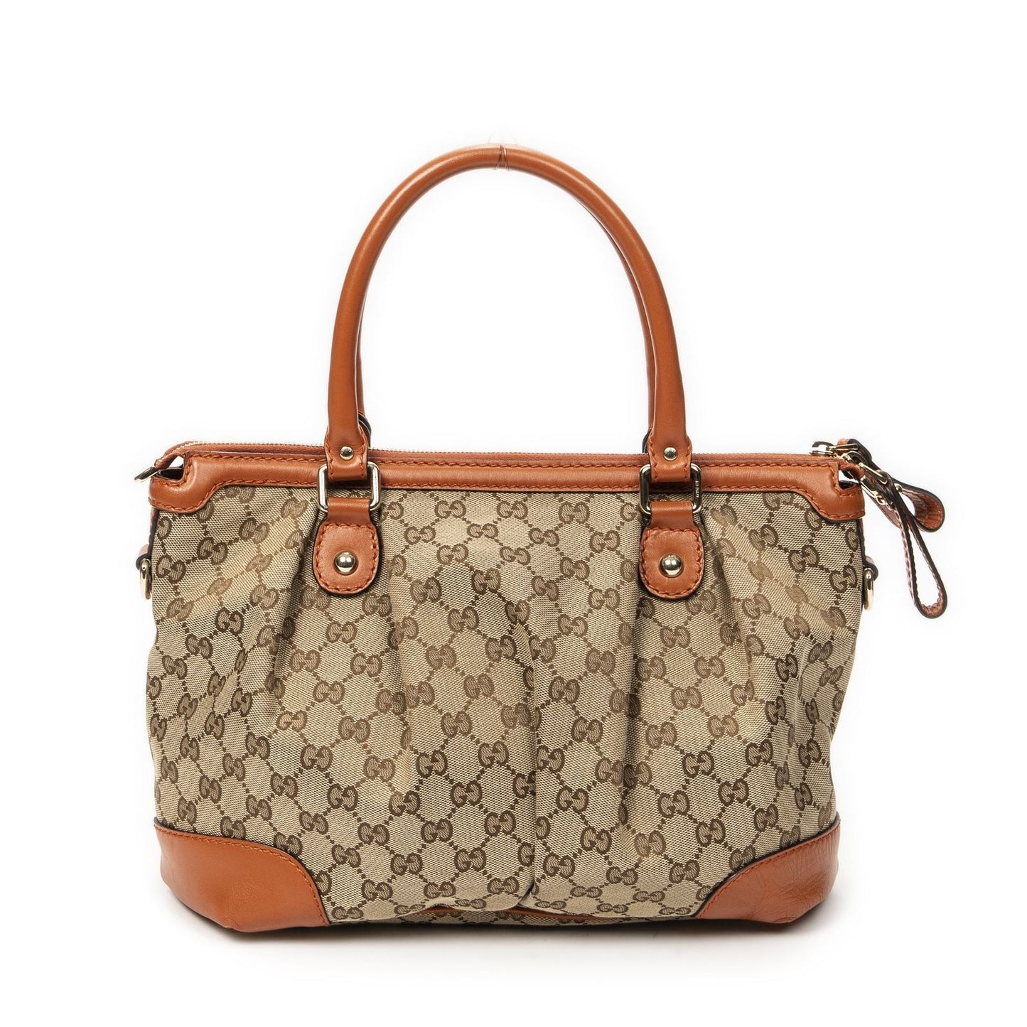 Gucci Sukey Top Handle Orange Beige GG Canvas — view 5