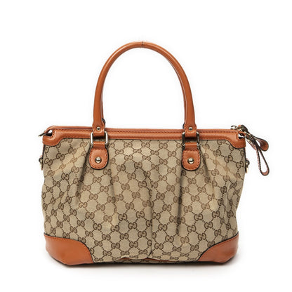 Gucci Sukey Top Handle Orange Beige GG Canvas — view 5