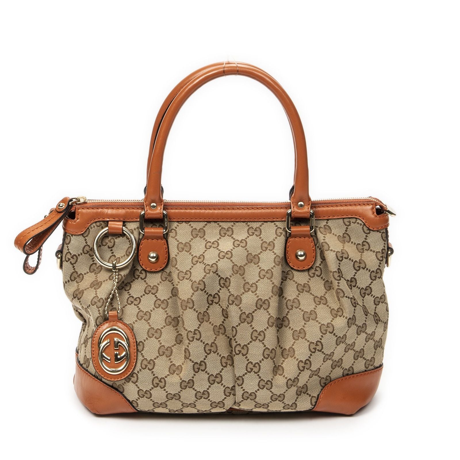 Gucci Sukey Top Handle Orange Beige GG Canvas