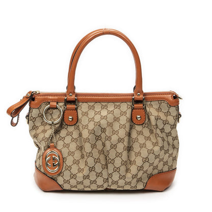 Gucci Sukey Top Handle Orange Beige GG Canvas