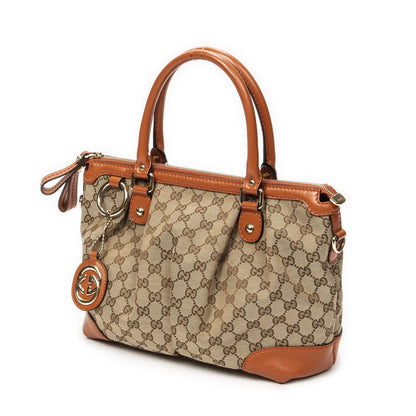 Gucci Sukey Top Handle Orange Beige GG Canvas — view 2