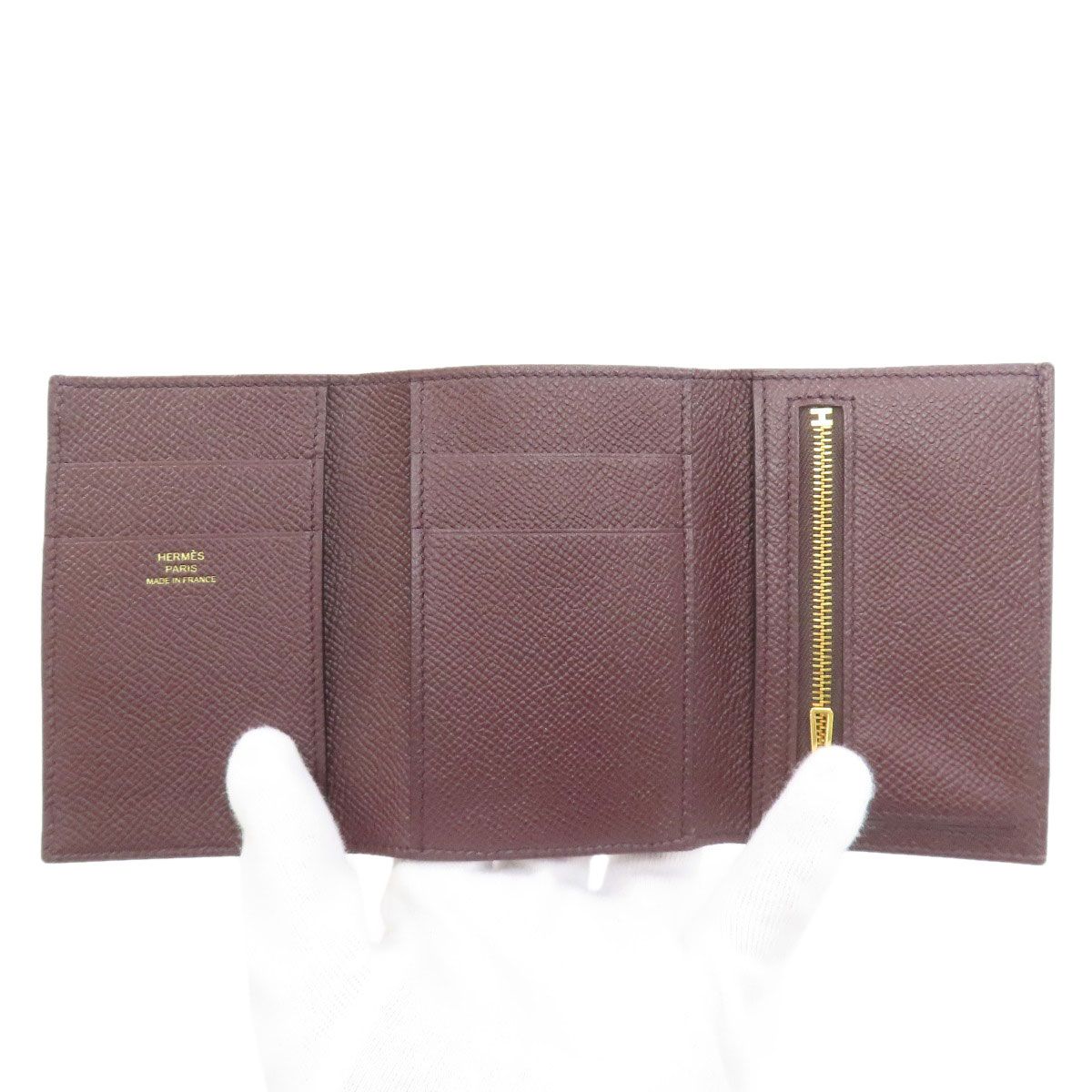 Hermes Bearn Combination Gold Bifold Wallet Epsom — view 4