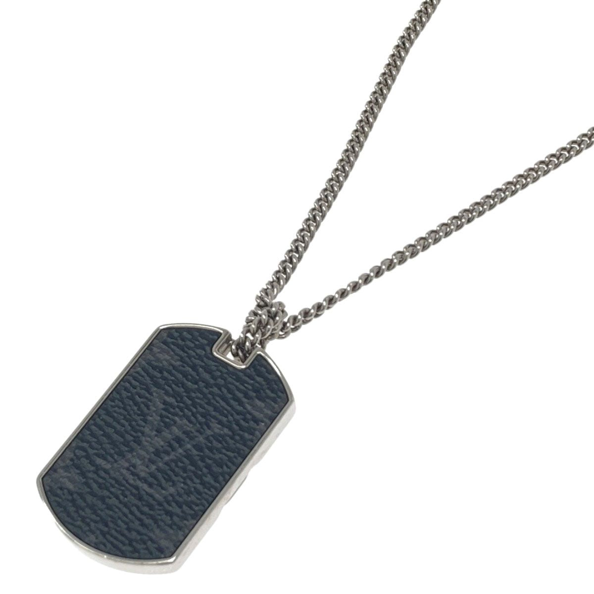 Louis Vuitton Collier Plaque Necklace Monogram Eclipse Metal