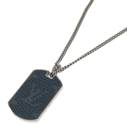 Louis Vuitton Collier Plaque Necklace Monogram Eclipse Metal