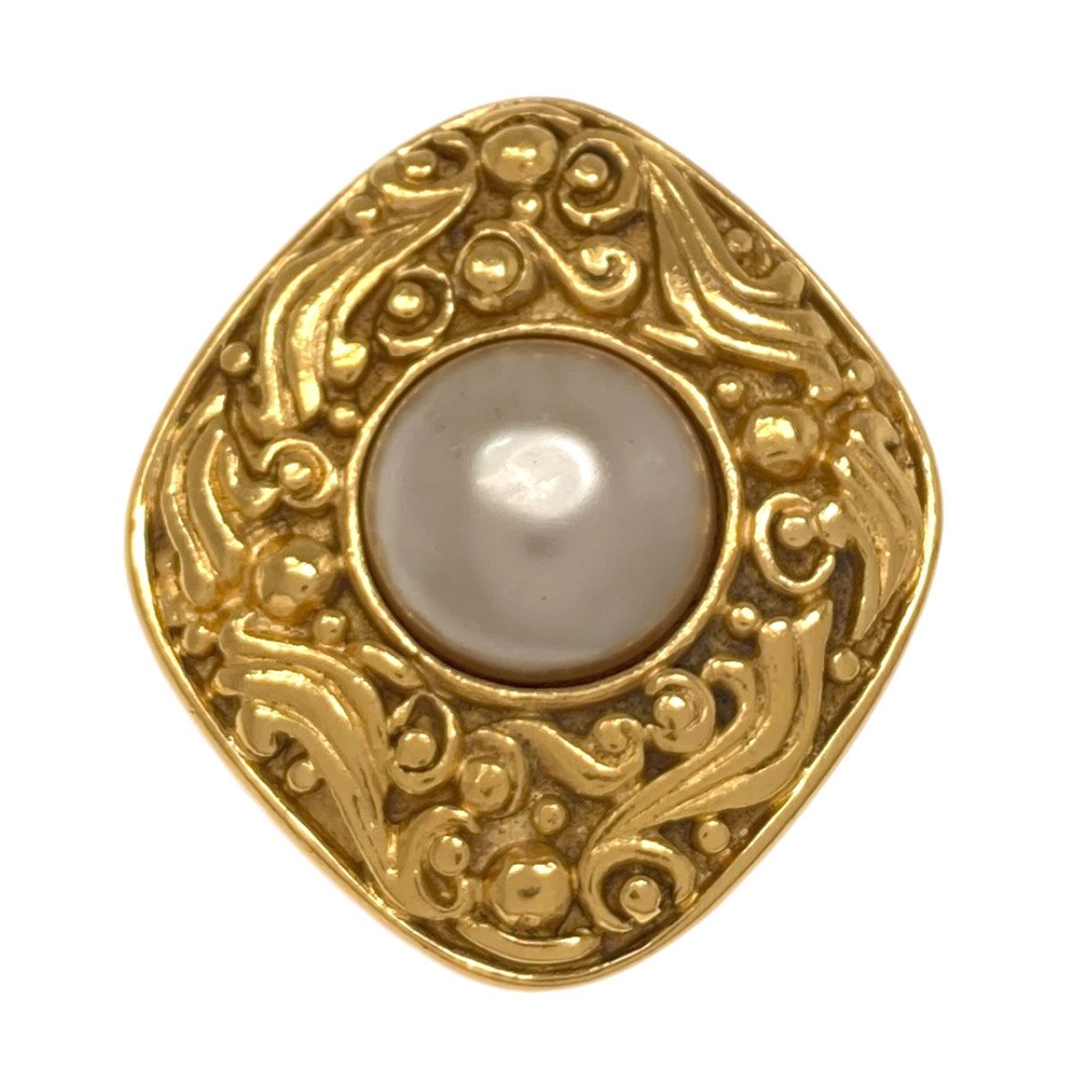 Chanel Faux Pearl Brooch Metal