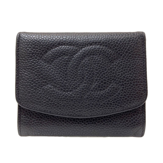 Chanel CC Logo Stitch Gold Coin Case Gray Calfskin