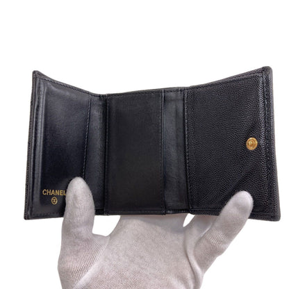Chanel CC Logo Quilted Gold Bifold Wallet Gray Calfskin — view 4