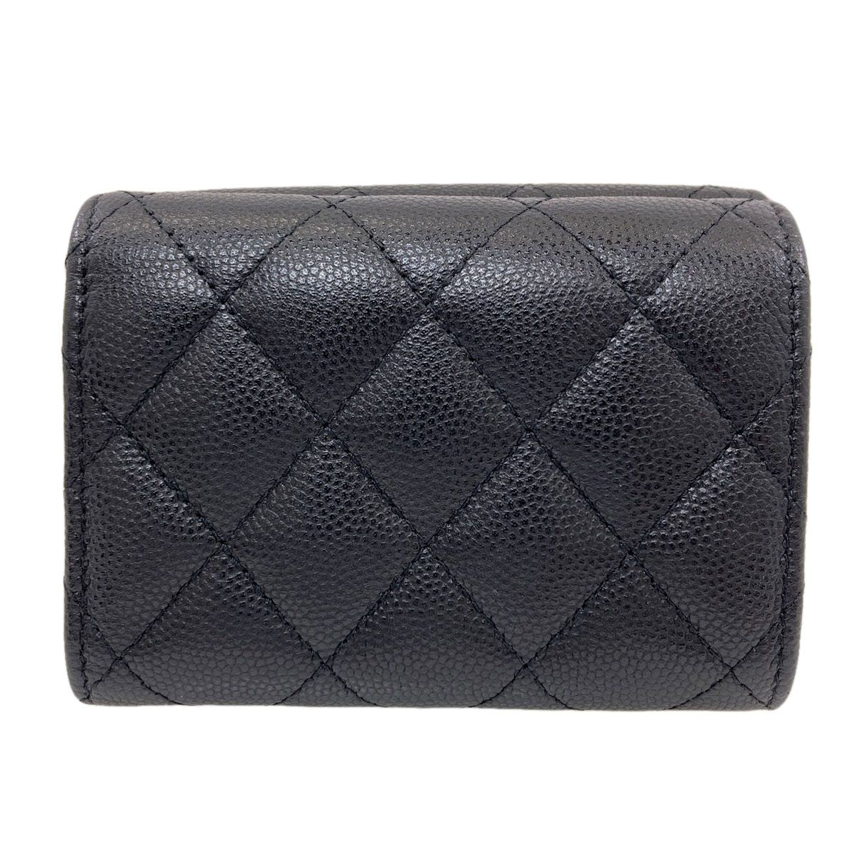 Chanel CC Logo Quilted Gold Bifold Wallet Gray Calfskin — view 2