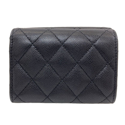 Chanel CC Logo Quilted Gold Bifold Wallet Gray Calfskin — view 2