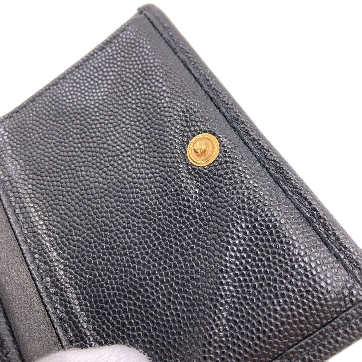 Chanel CC Logo Quilted Gold Bifold Wallet Gray Calfskin — view 9