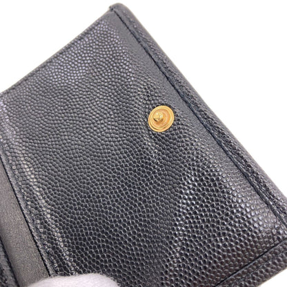 Chanel CC Logo Quilted Gold Bifold Wallet Gray Calfskin — view 9