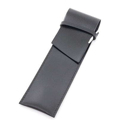 Hermes Leather Pen Case Black Calf Fountain Pen NIB Pen Wrap Belt Stationery