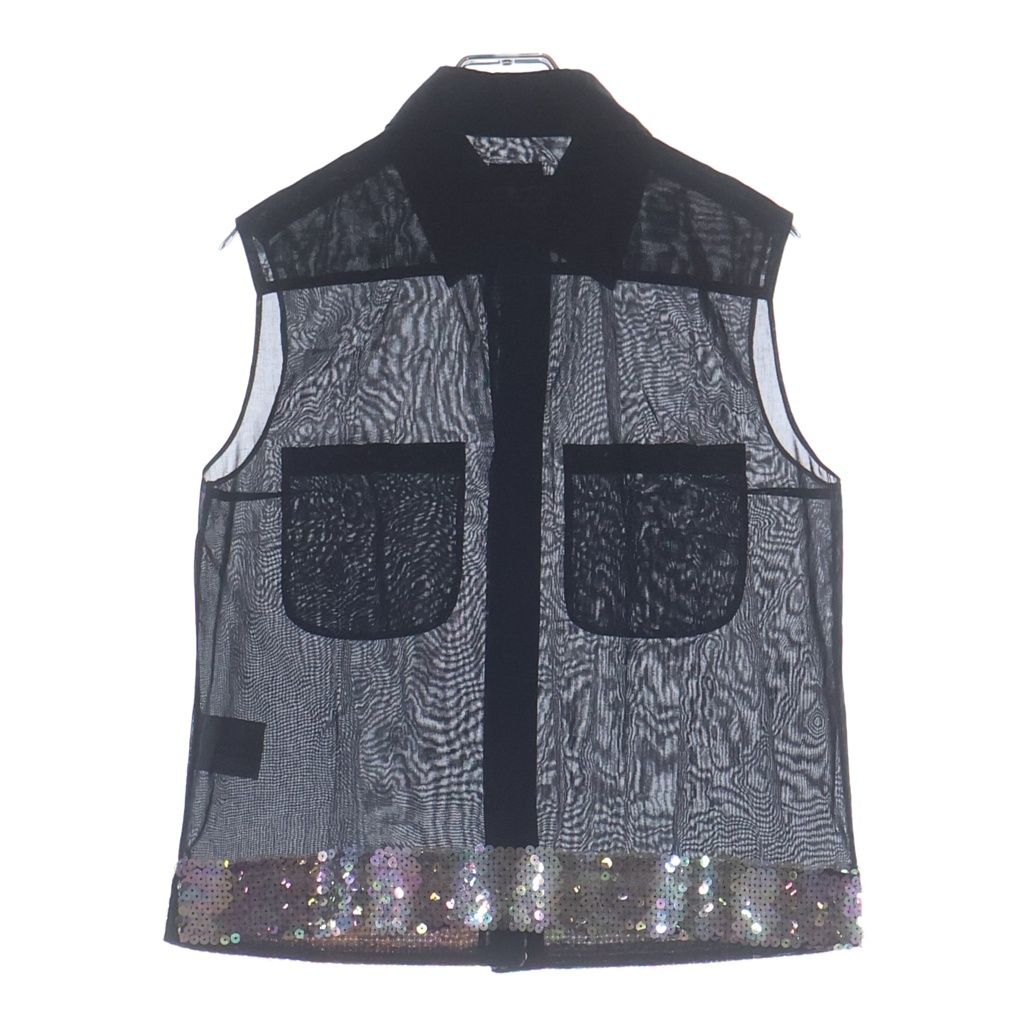 Chanel Sequin Sheer Sleeveless Blouse Black 38 — view 2
